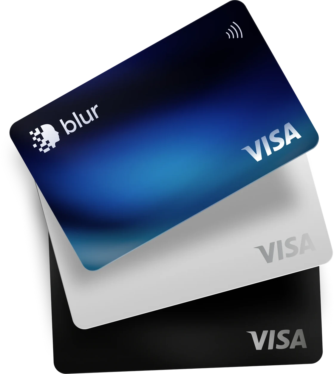 Three Blur Visa cards